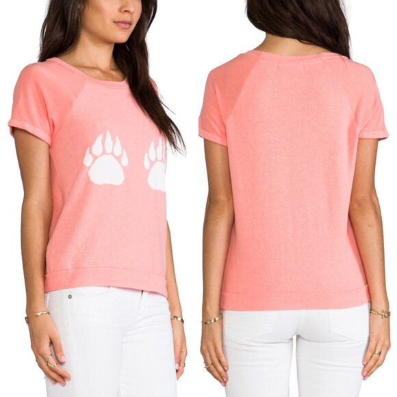 Wildfox Paws Camden Top Size Medium  70's Lipstick Short Sleeve Coral Sz M - Picture 8 of 8